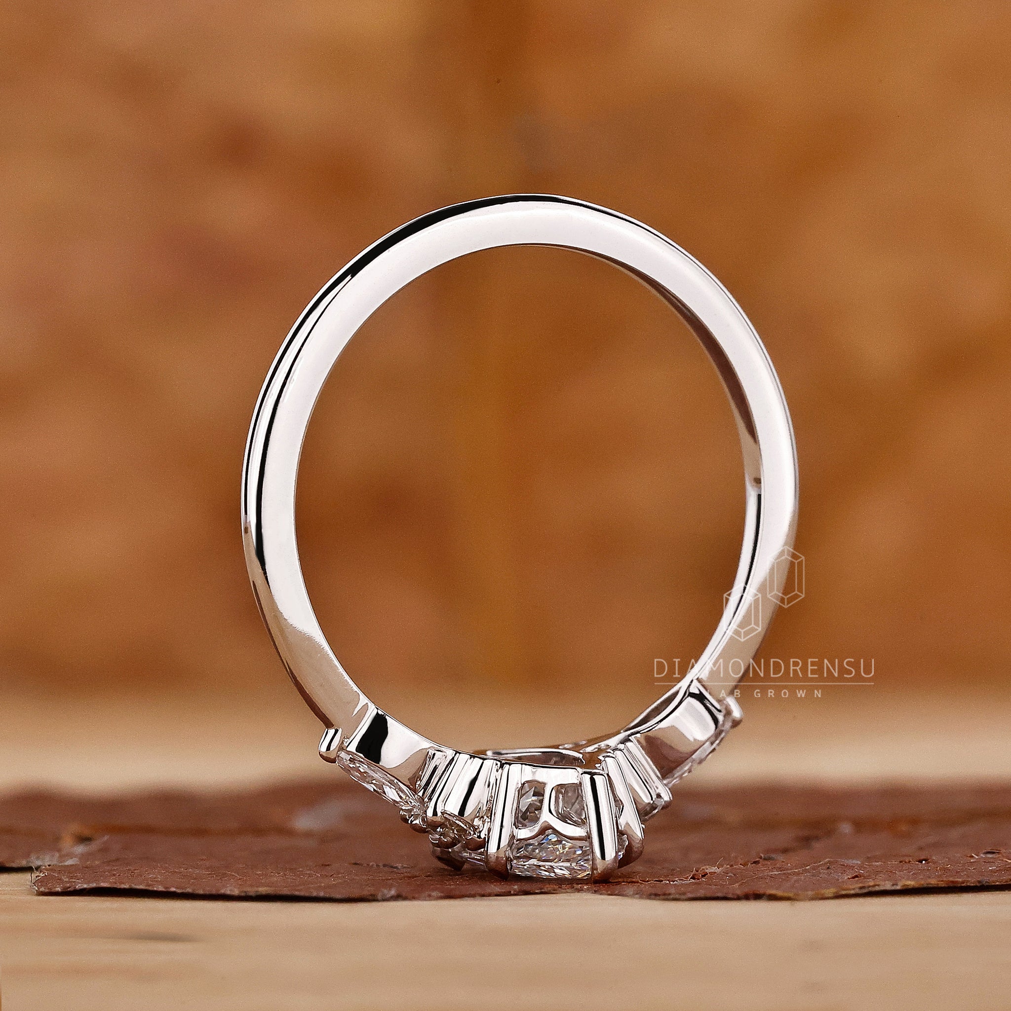 Unique engagement ring crafted as marquise engagement ring.
