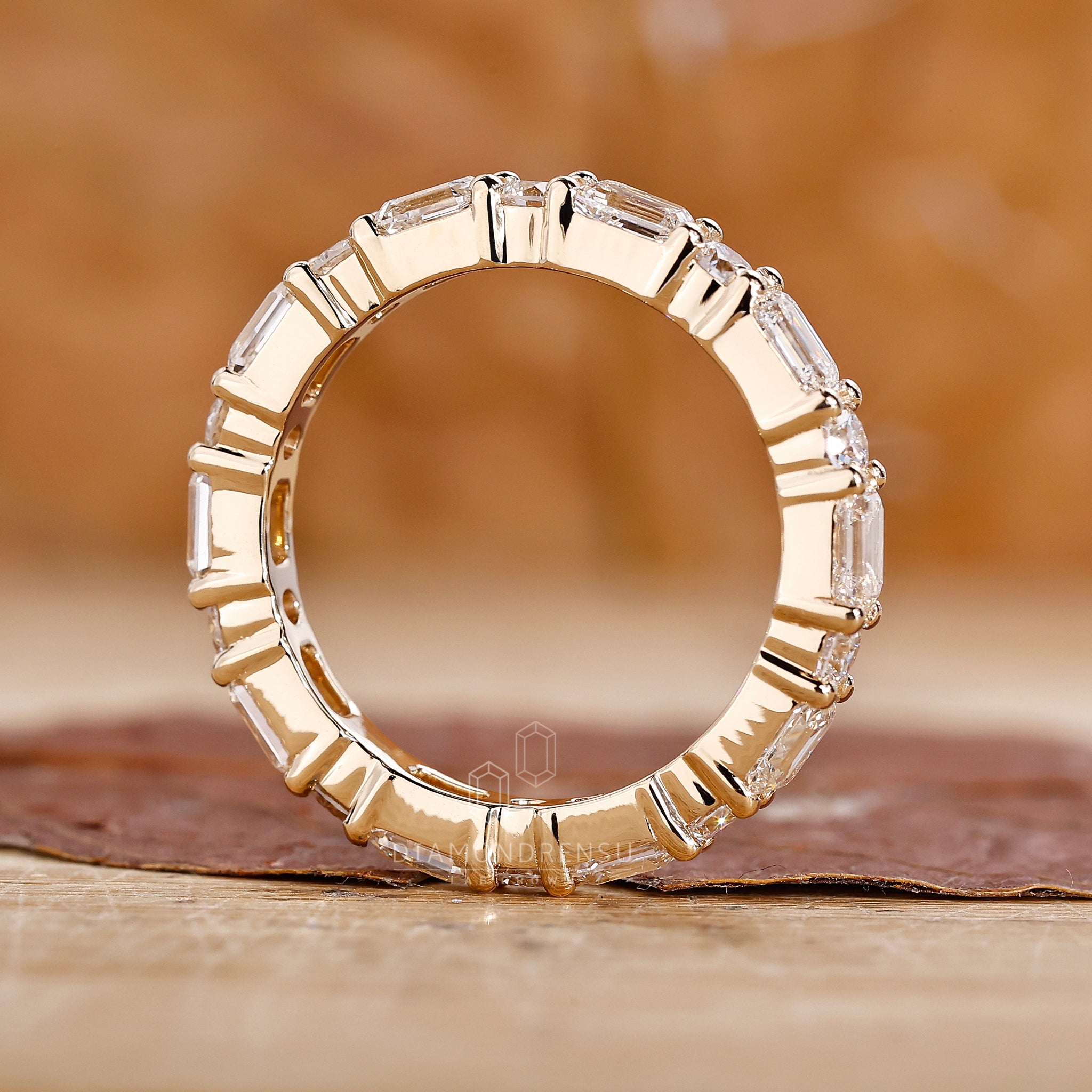 Yellow gold wedding band with full eternity design
