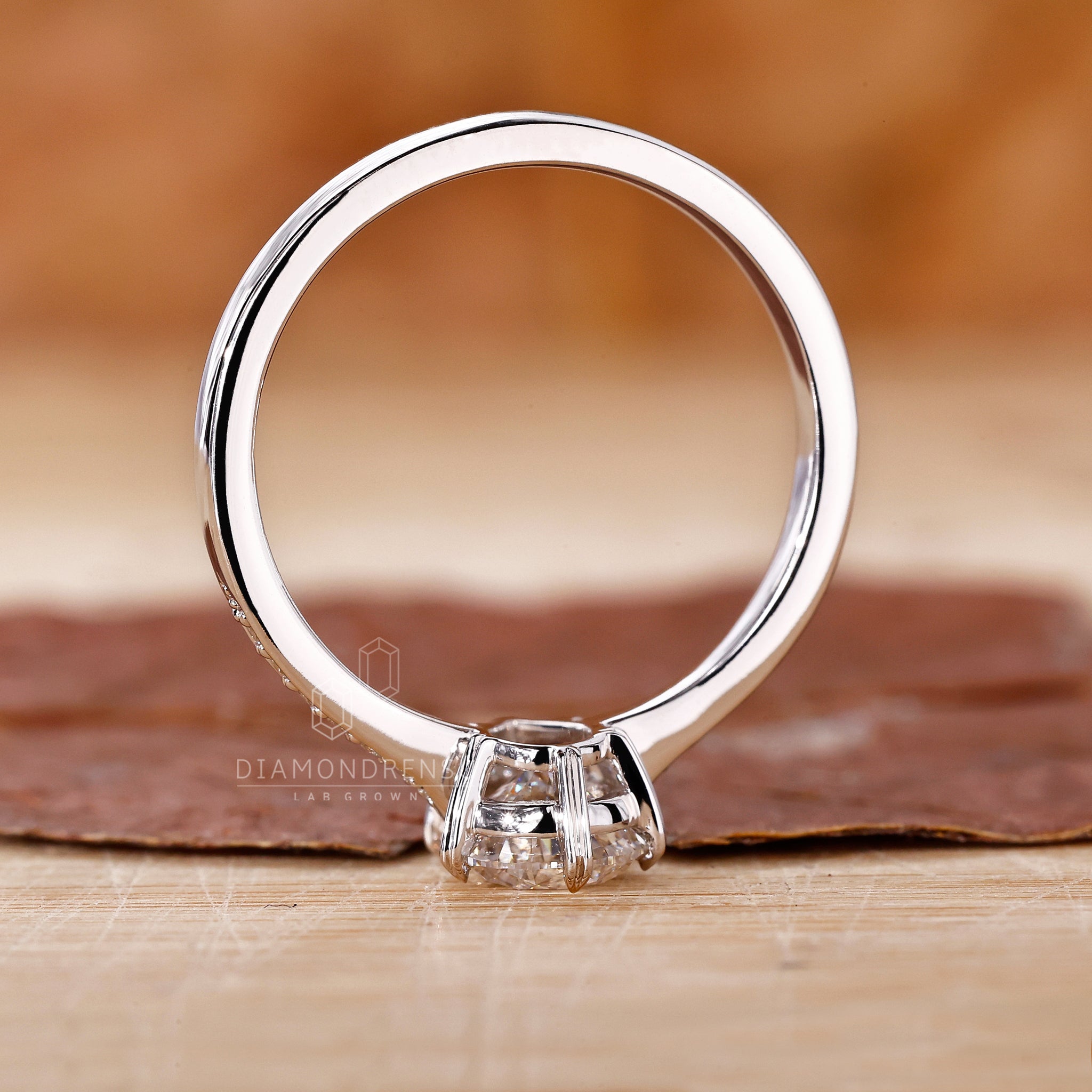 Lab Grown Diamond set in white gold engagement ring.
