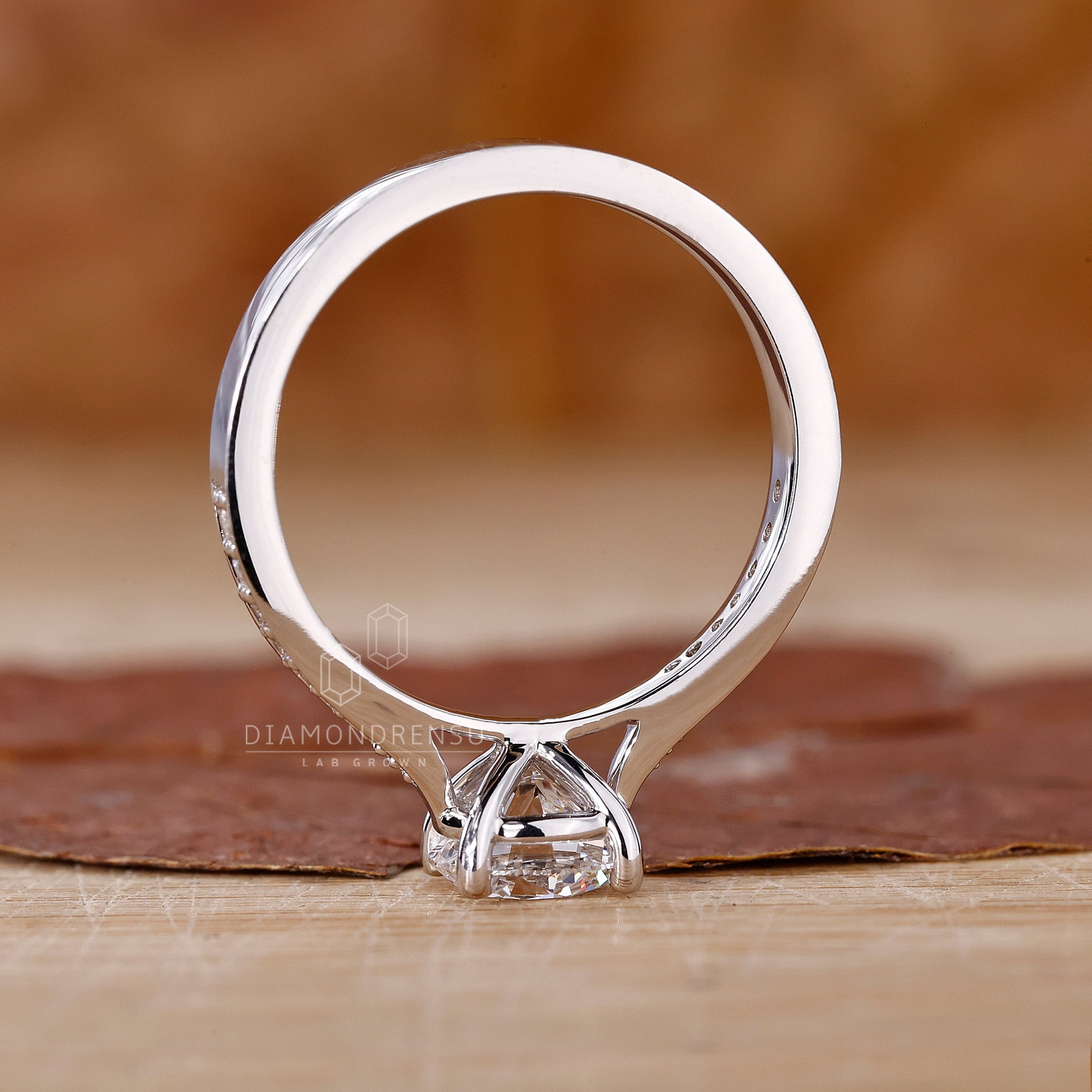 Lab Grown Diamond set in white gold ring.
