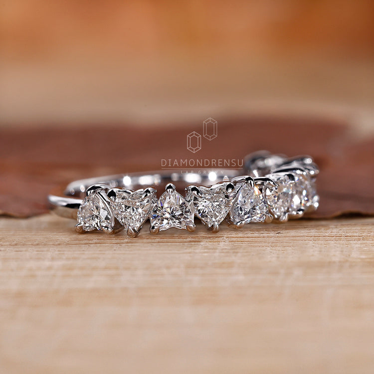 Romantic heart diamond wedding ring UK.
