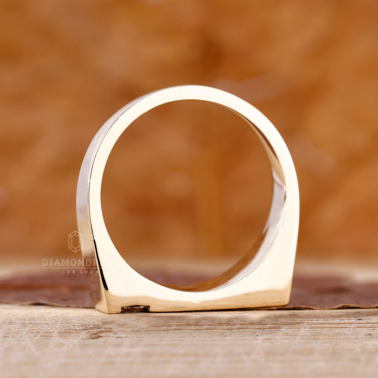 Handmade jewellery piece showcasing a 2 stone diamond signet ring.
