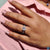 3 sided pave engagement ring with hidden accents and round pave band.
