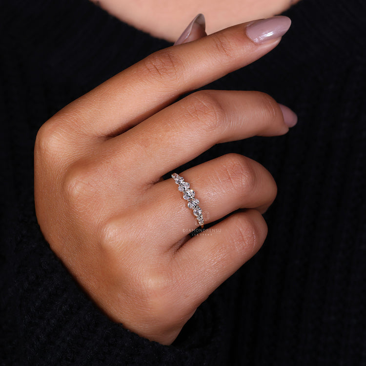 Lab diamond half eternity wedding band UK.
