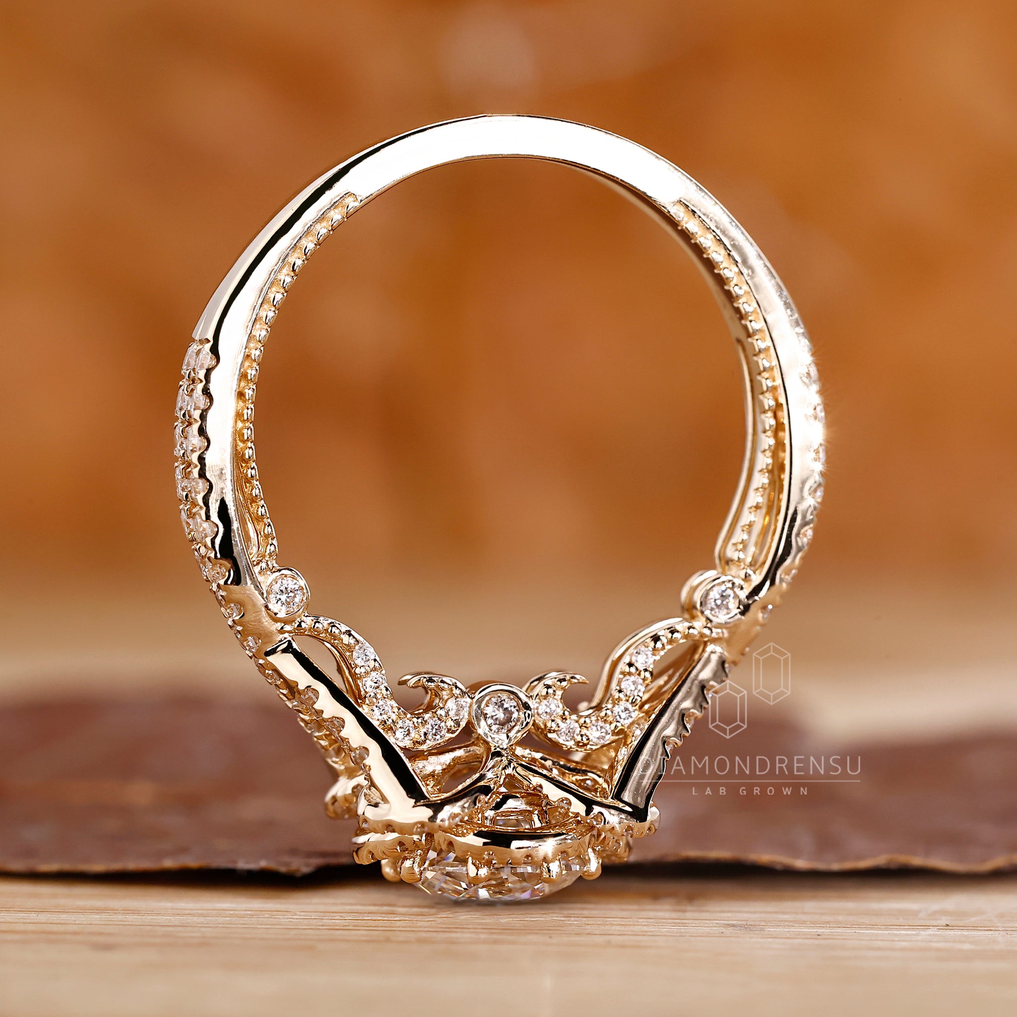 Unique ring featuring Jubilee and pave style.
