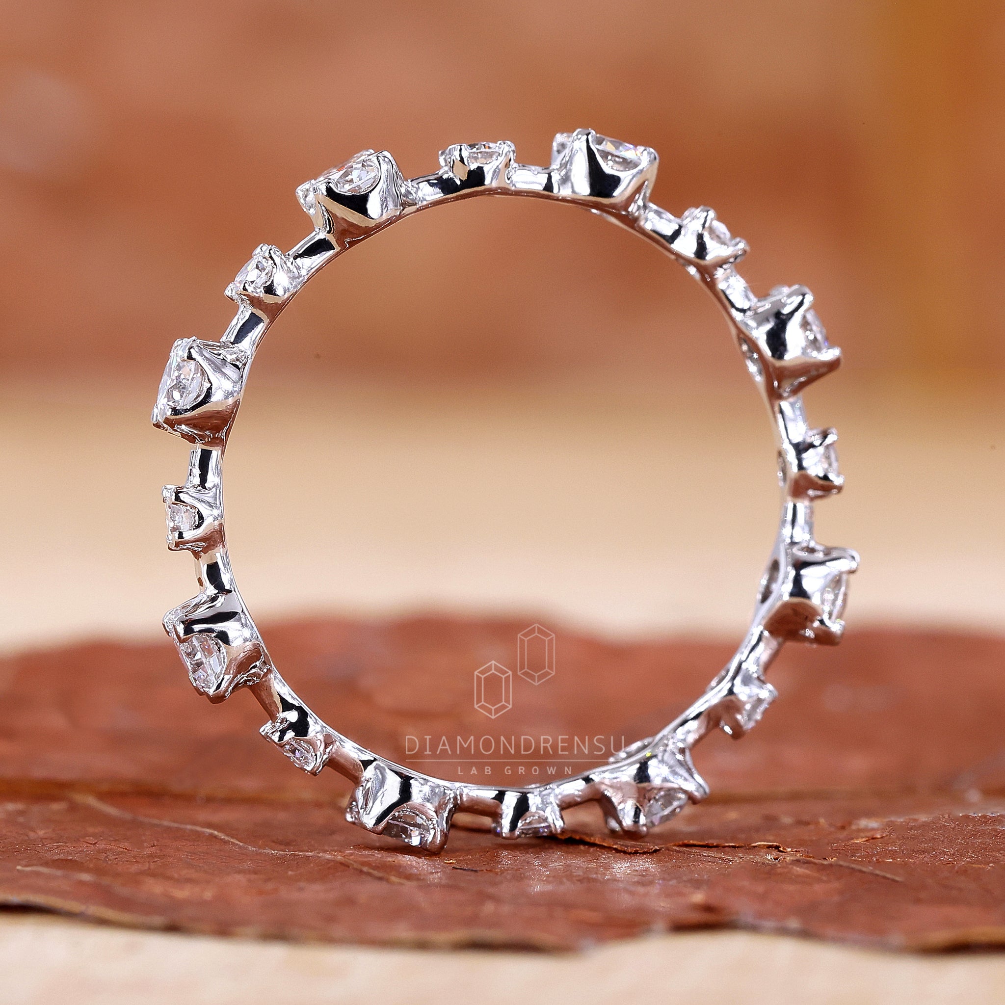 UK wedding band with lab grown round cut diamonds
