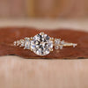 Round Cut Diamond Ring with emerald cut engagement ring
