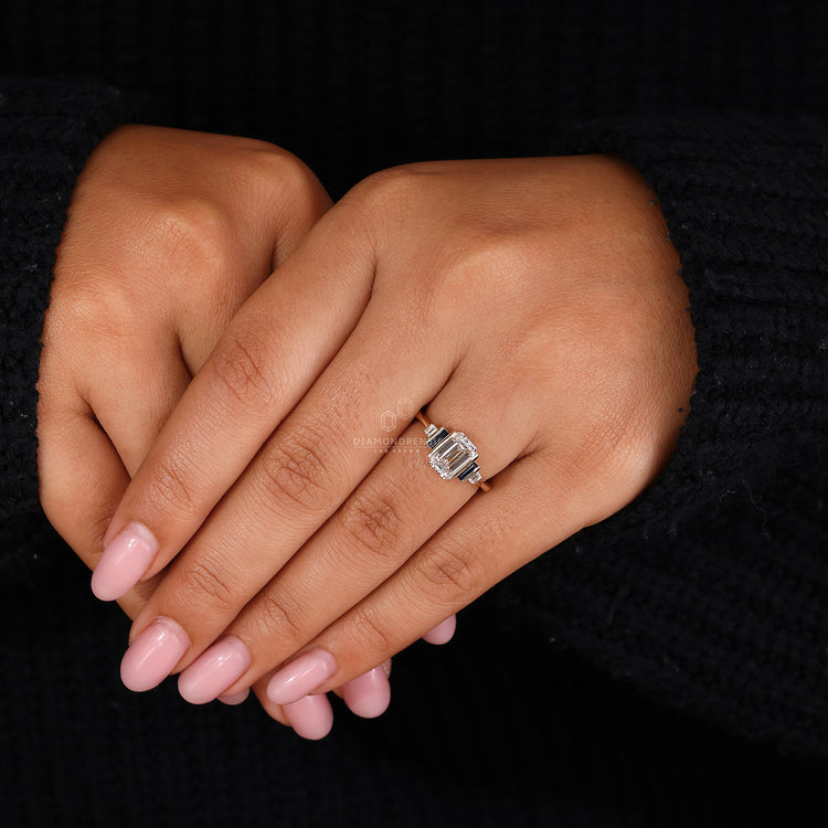 5 diamond ring in tapered shank ring style
