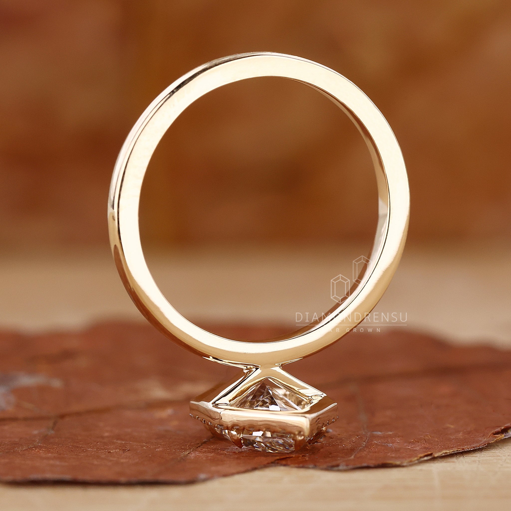 Halo Diamond Engagement Ring in yellow gold ring style.

