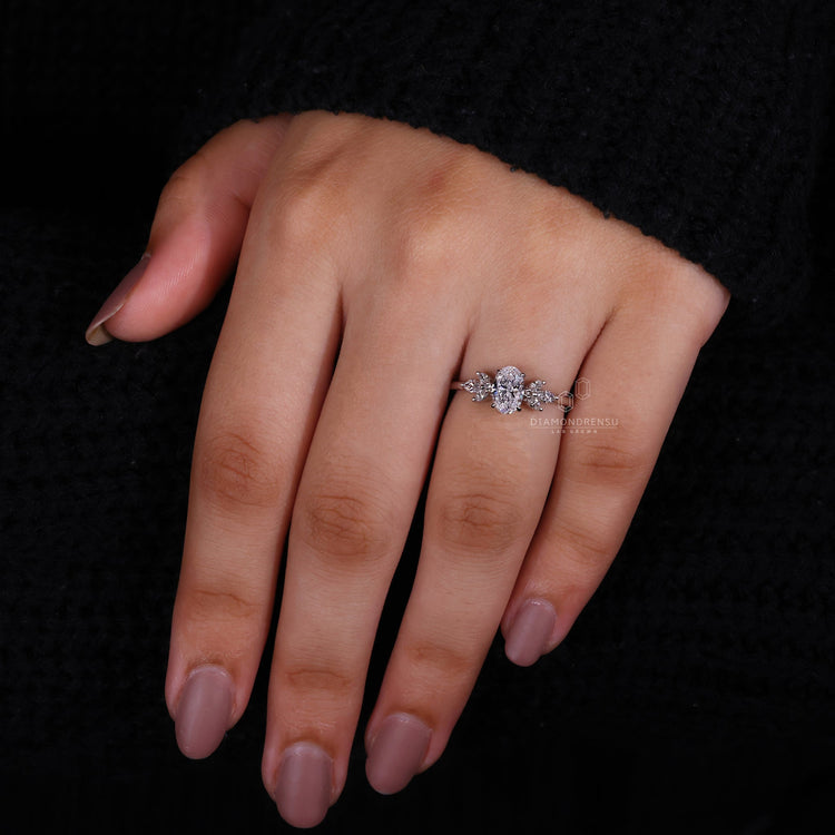 Handmade jewelry crafted into a marquise cut diamond ring, ideal for a diamond ring UK with a Muse setting.
