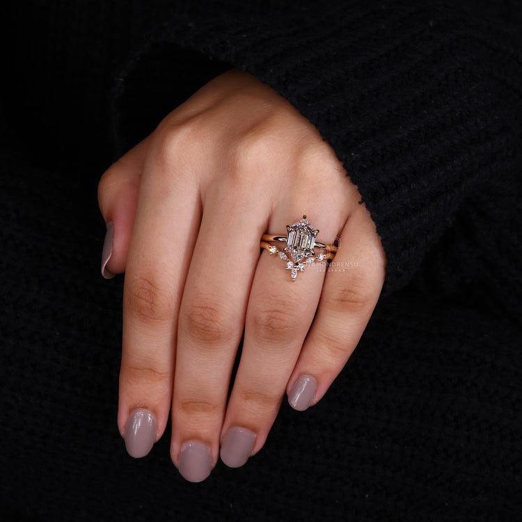 Yellow gold bridal set with handmade jewellery and solitaire ring.

