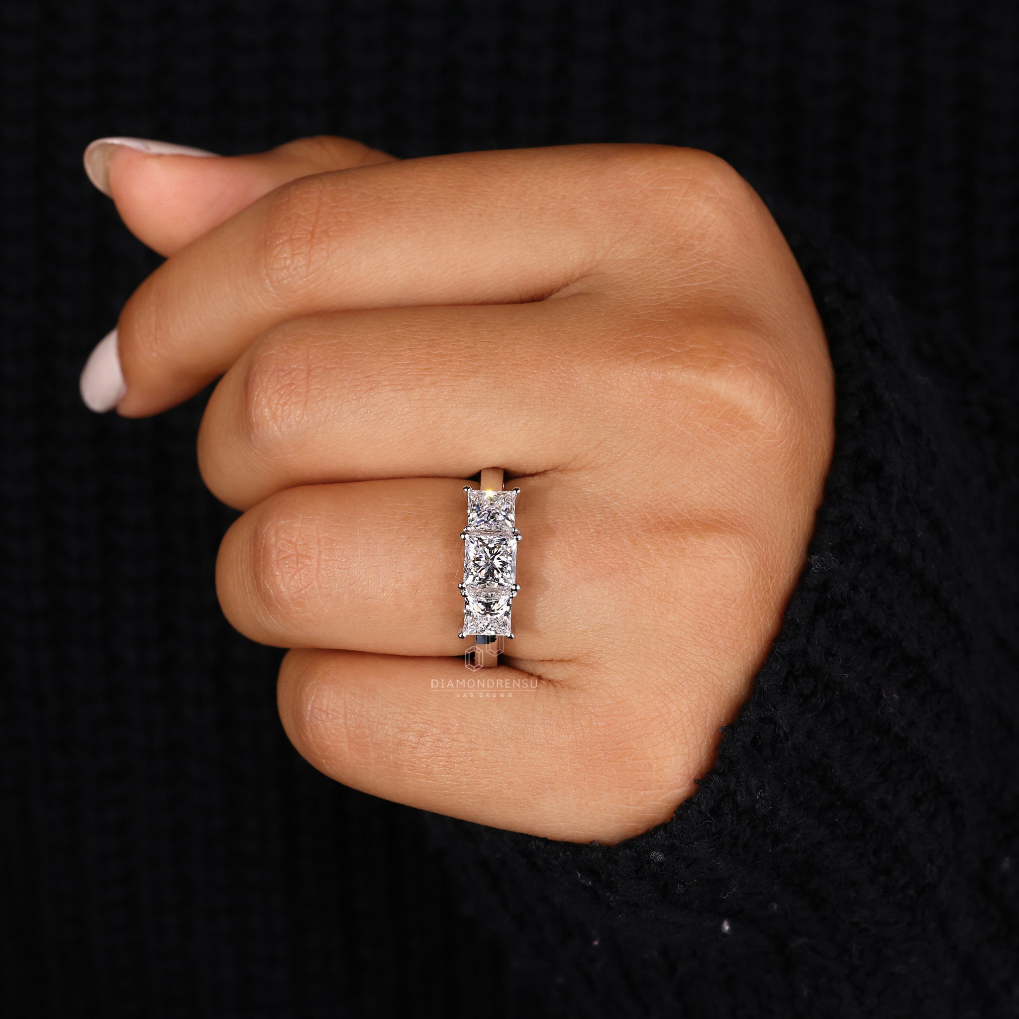 IGI certified engagement ring with princess cut diamond centre
