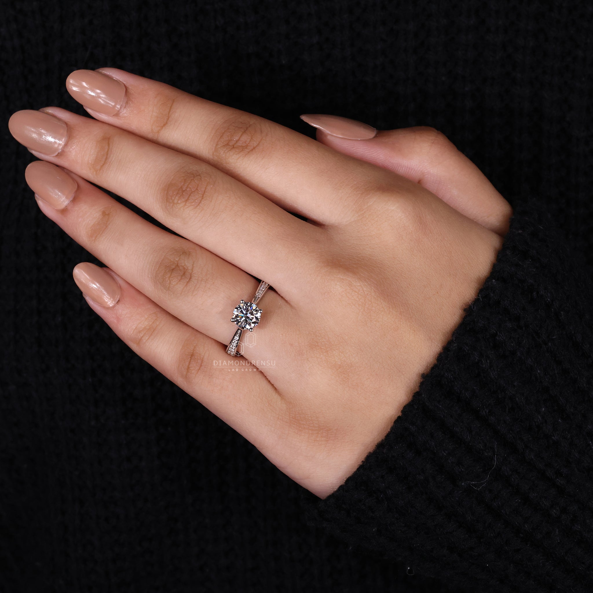 Cathedral setting ring crafted with 4 prong setting.
