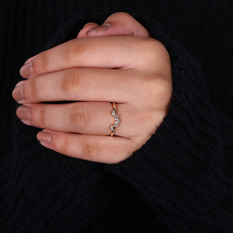 Lab diamond tiara shaped wedding band.
