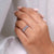 Half eternity wedding band with balanced design.
