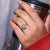 Tapered shank band paired with round cut pave diamonds.
