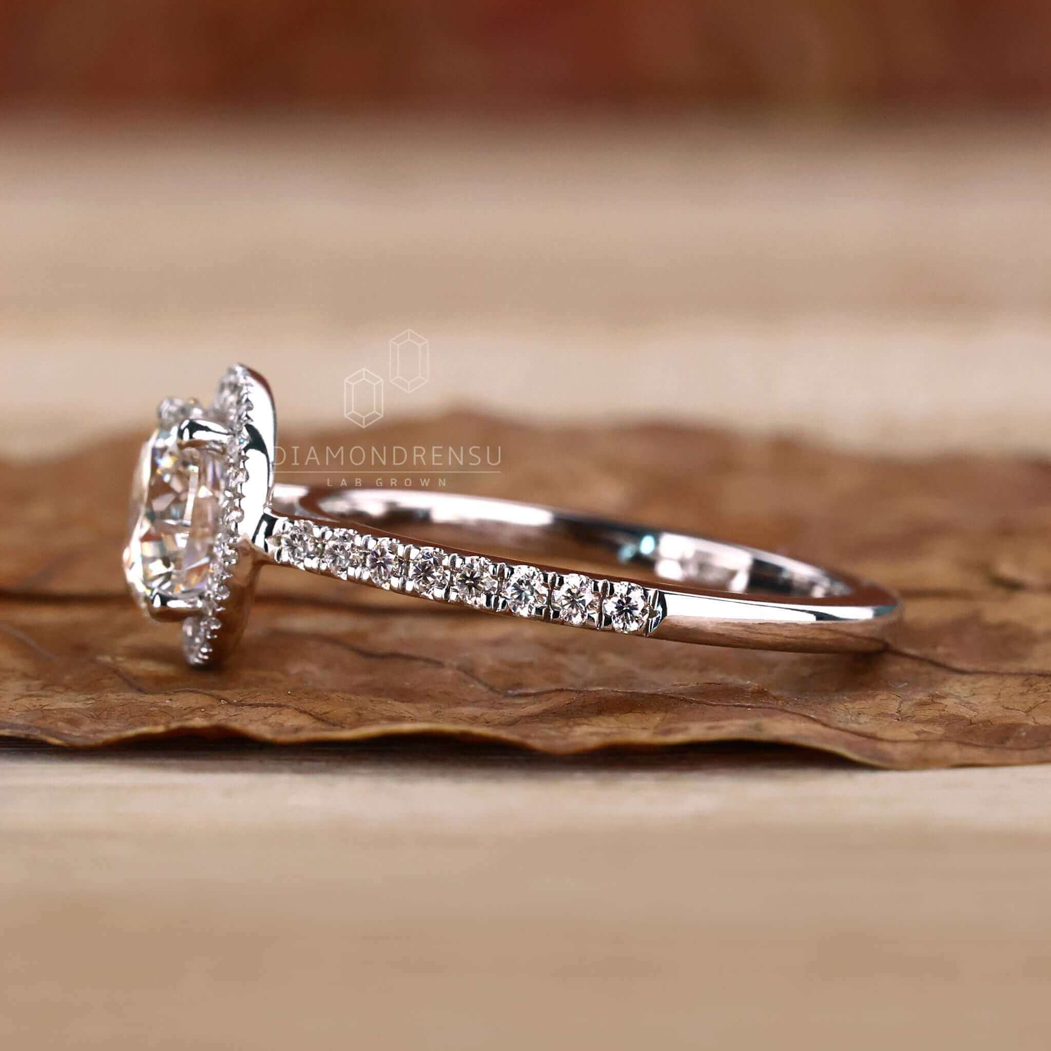 Classic pave band engagement ring with a modern twist.