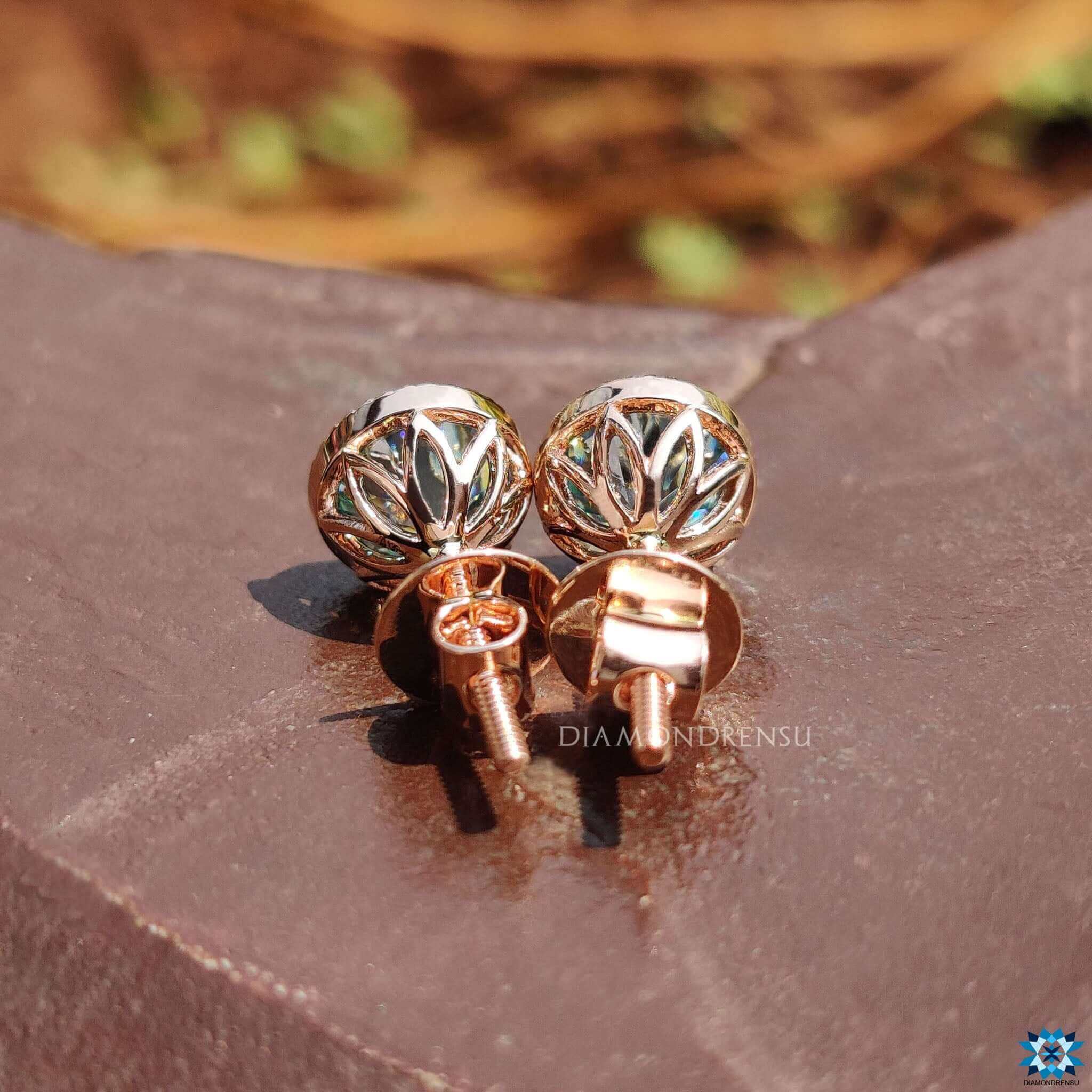 bezel set stud earrings