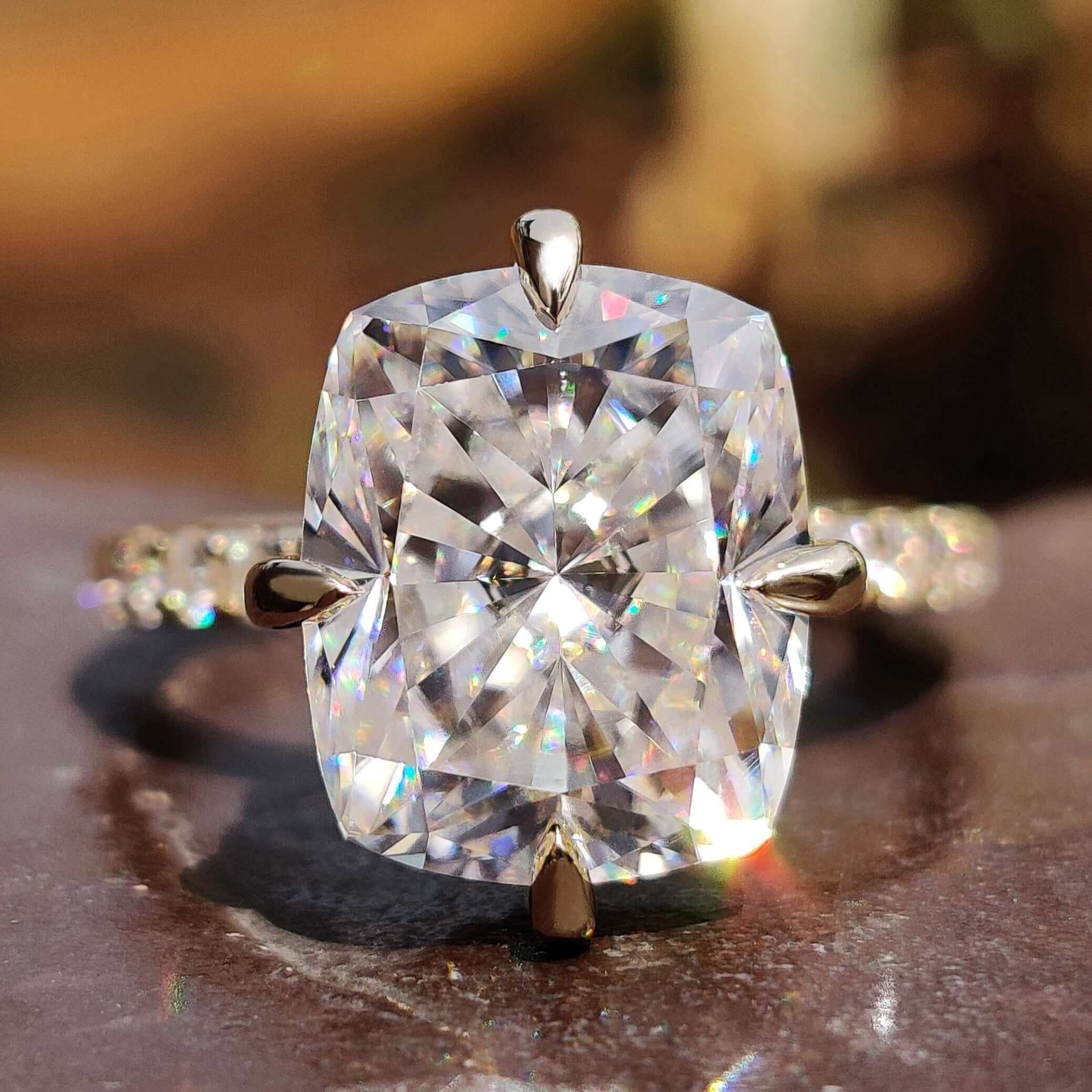 cushion moissanite ring