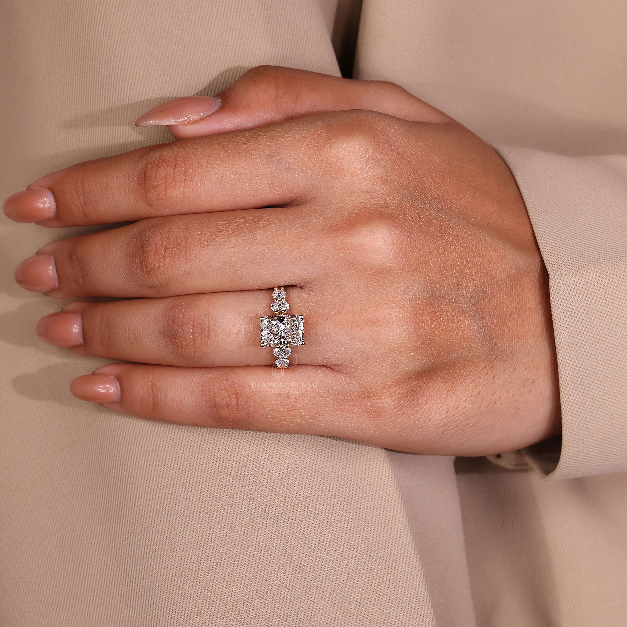 Engage Ring UK is crafted with radiant cut diamond design.
