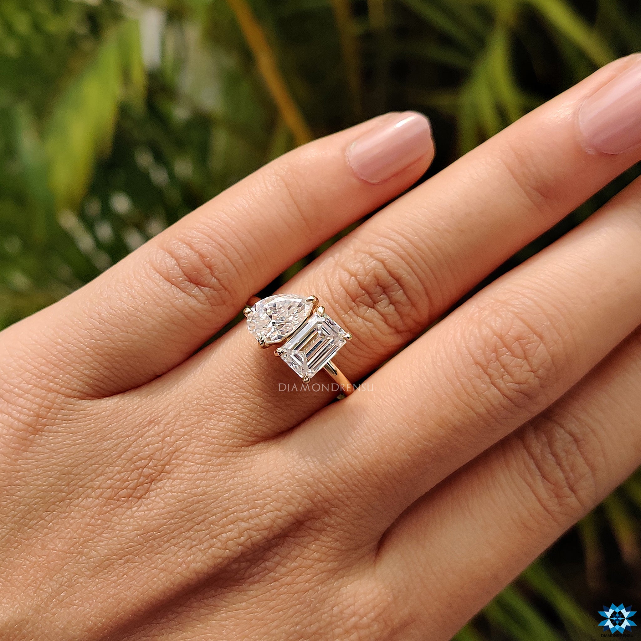 Toi et moi Moissanite ring in custom engagement ring style
