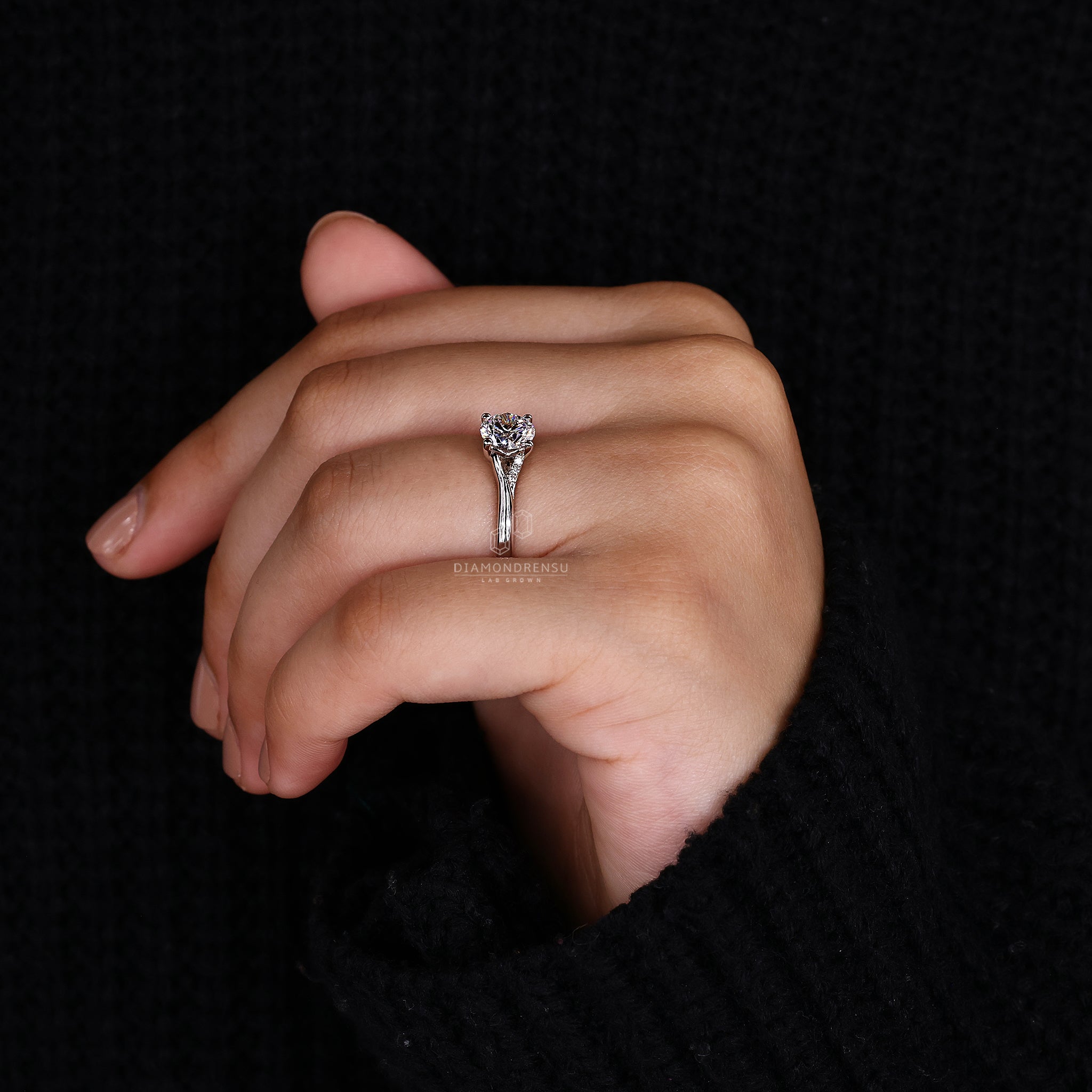 4 prong ring with custom engagement ring
