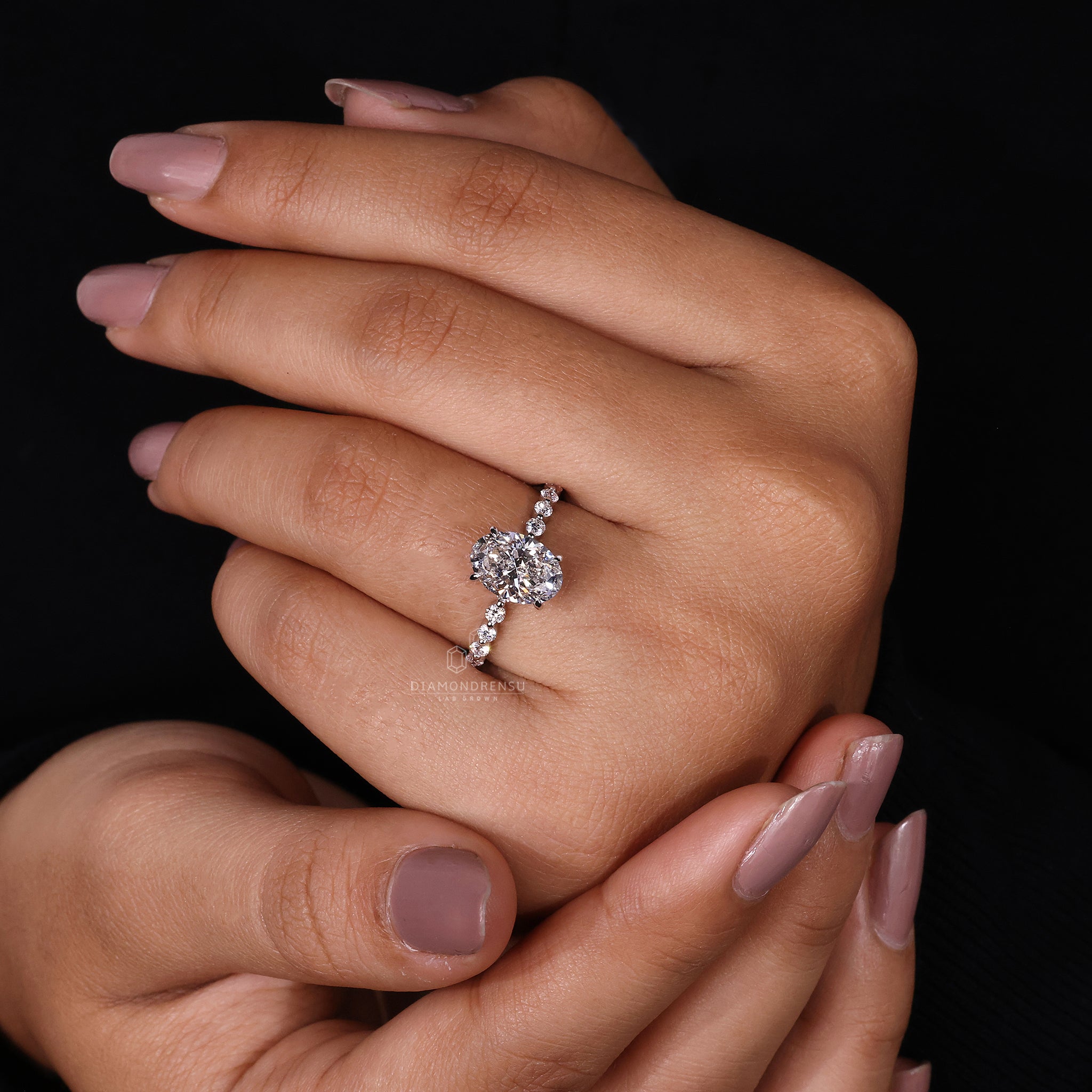 Buy engagement ring featuring pave setting.
