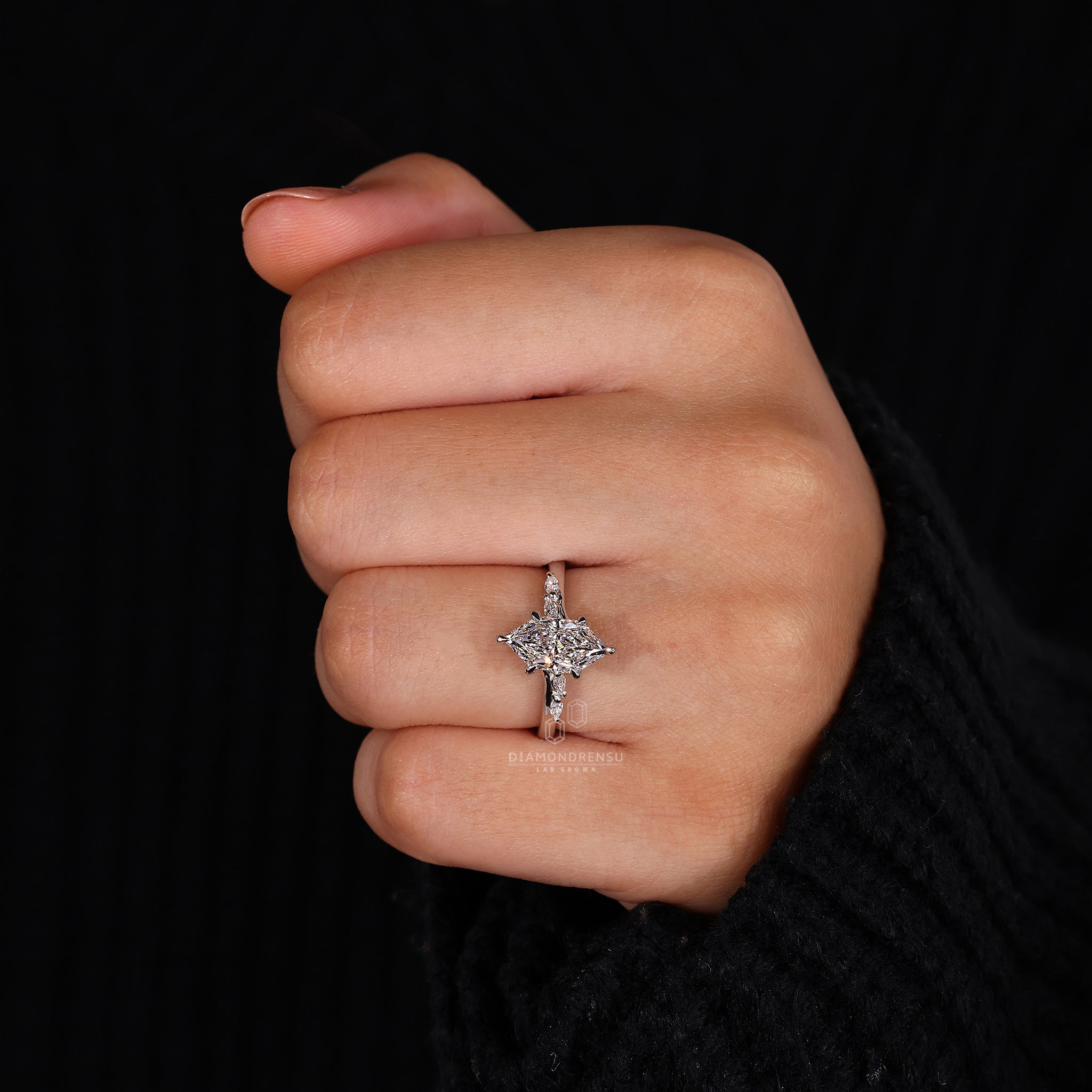 Lab Grown Diamond set in white gold ring.
