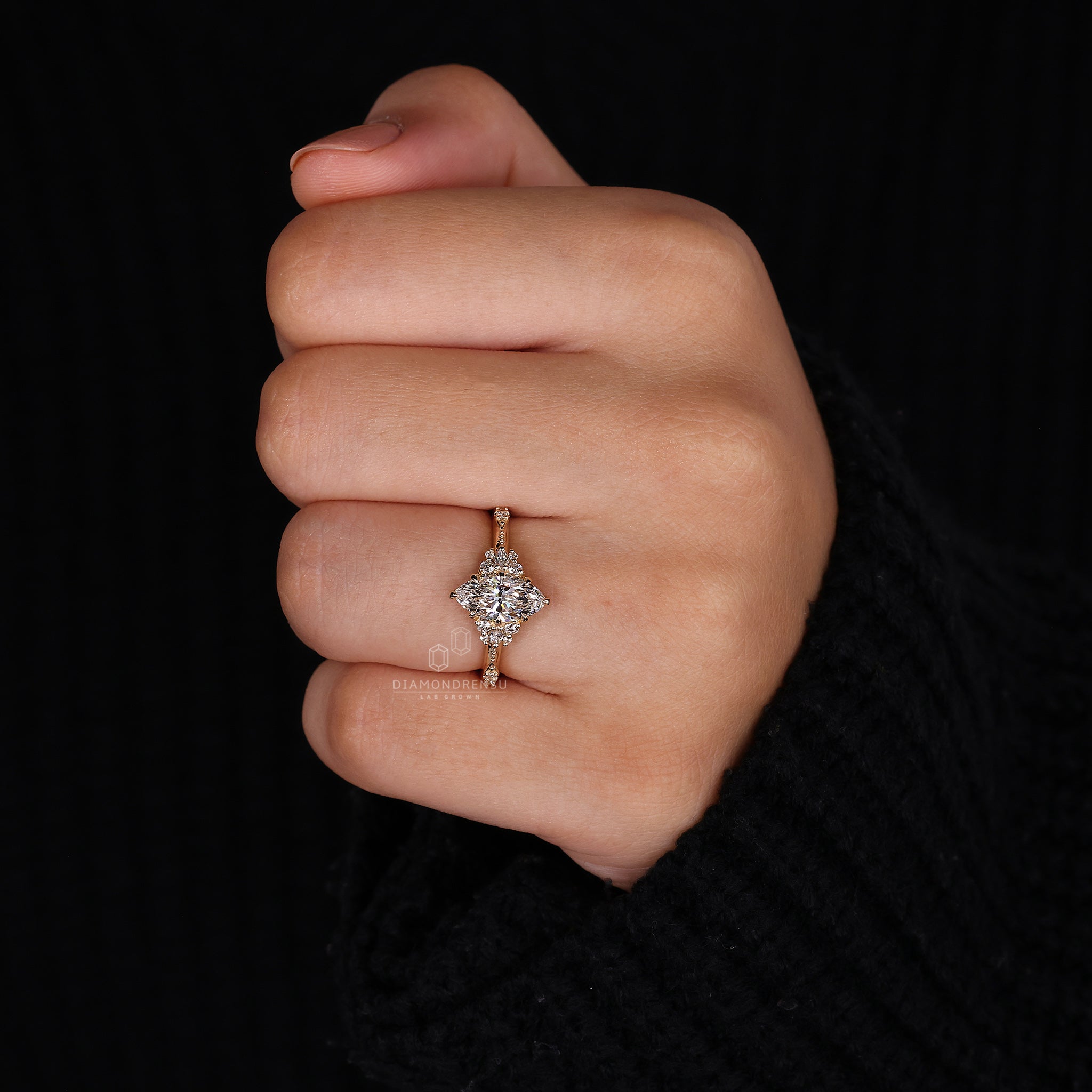 Custom engagement ring with IGI certified lab diamond.
