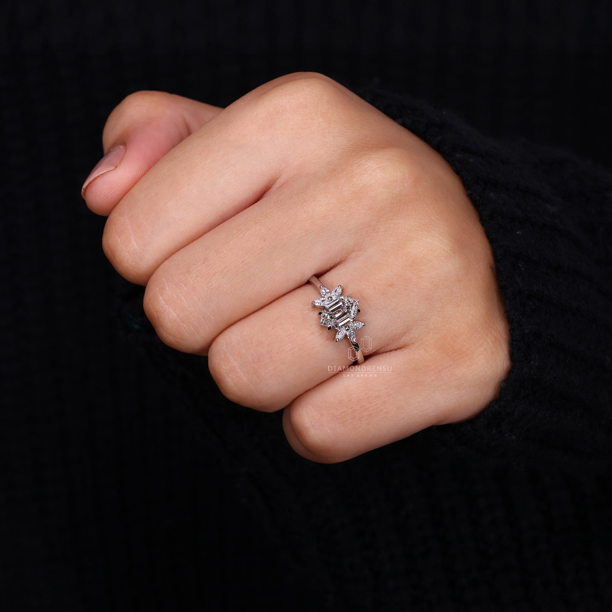 UK engagement ring made with 7 stone ring style.
