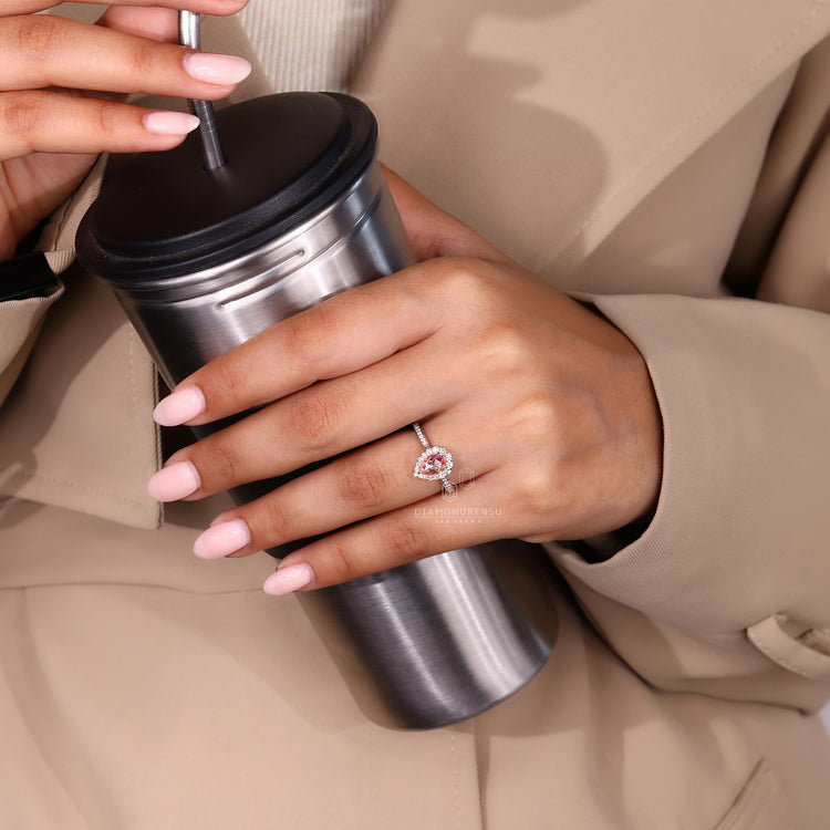 Claw prong ring featuring lab grown diamond and IGI certified.
