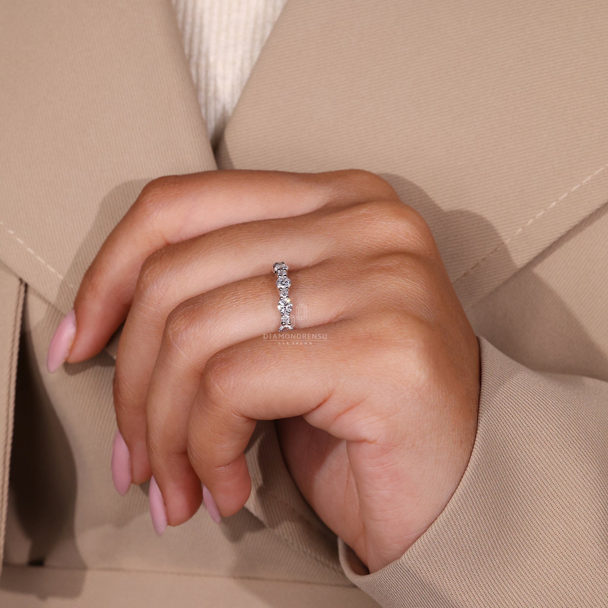 White gold diamond band with round stones