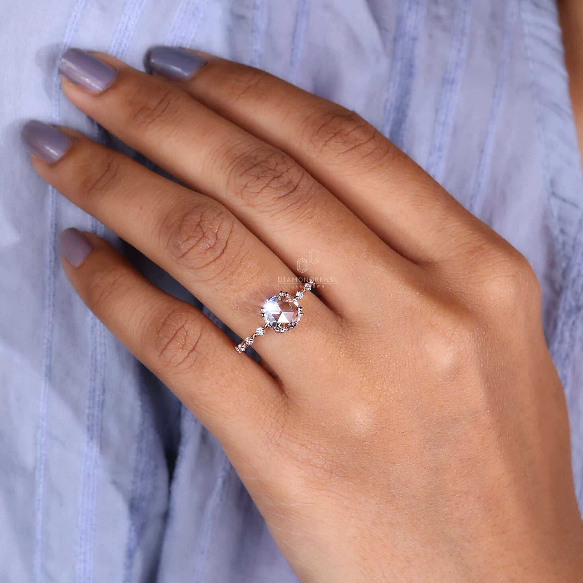 Distance pave ring with brilliant diamonds that sparkle from every angle.