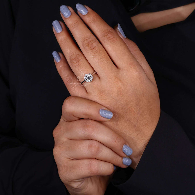 Halo engagement ring with sparkling brilliance for your special day.