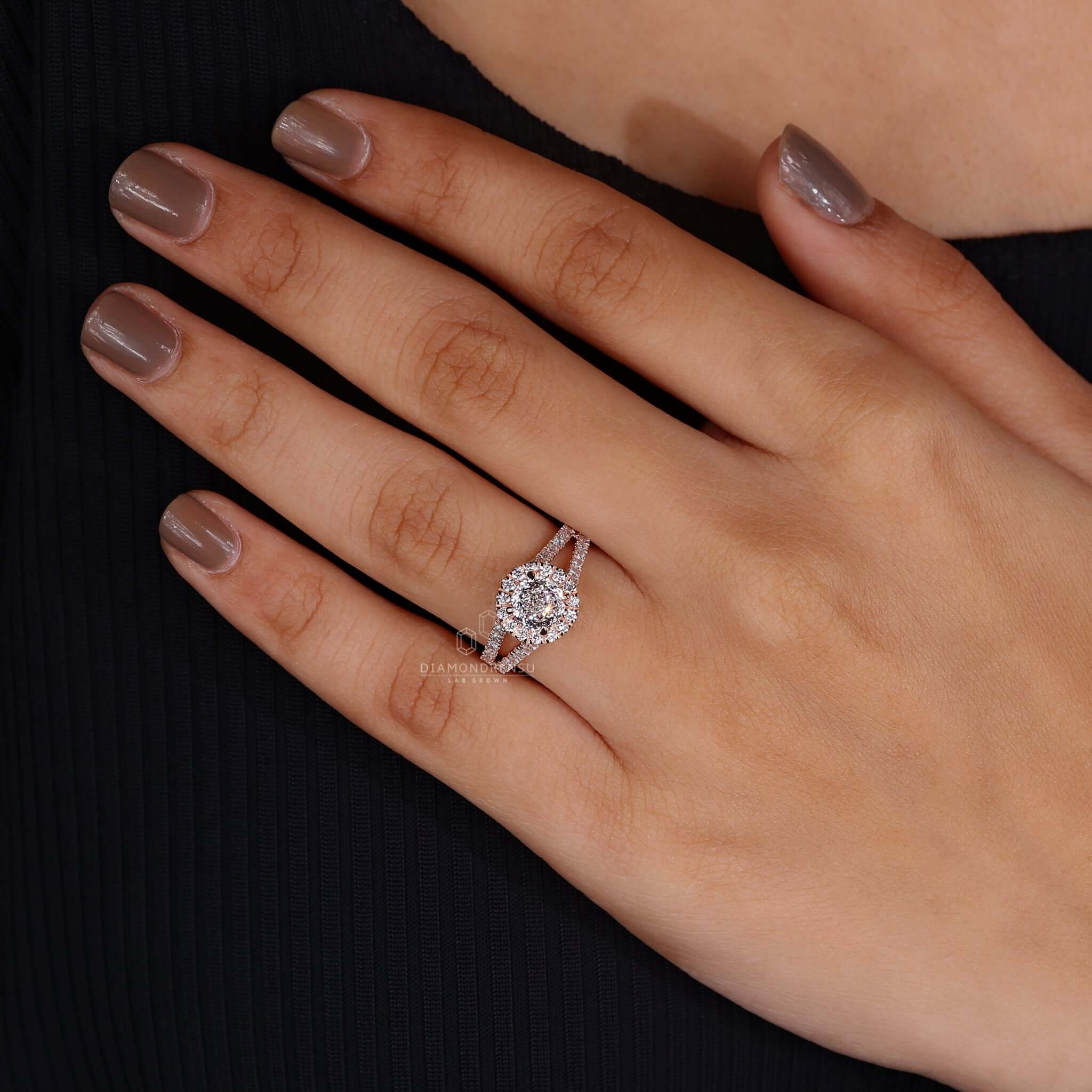 Split Shank Pave Engagement Ring with sparkling diamonds for an unforgettable sparkle.