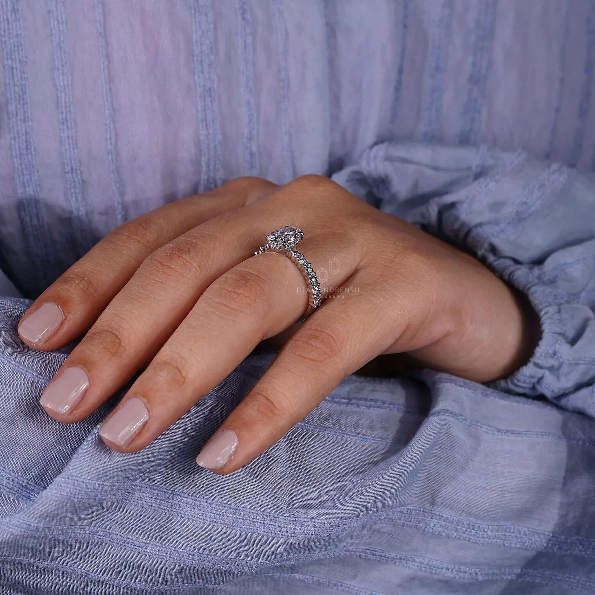 Hidden halo engagement ring crafted for women seeking timeless beauty.