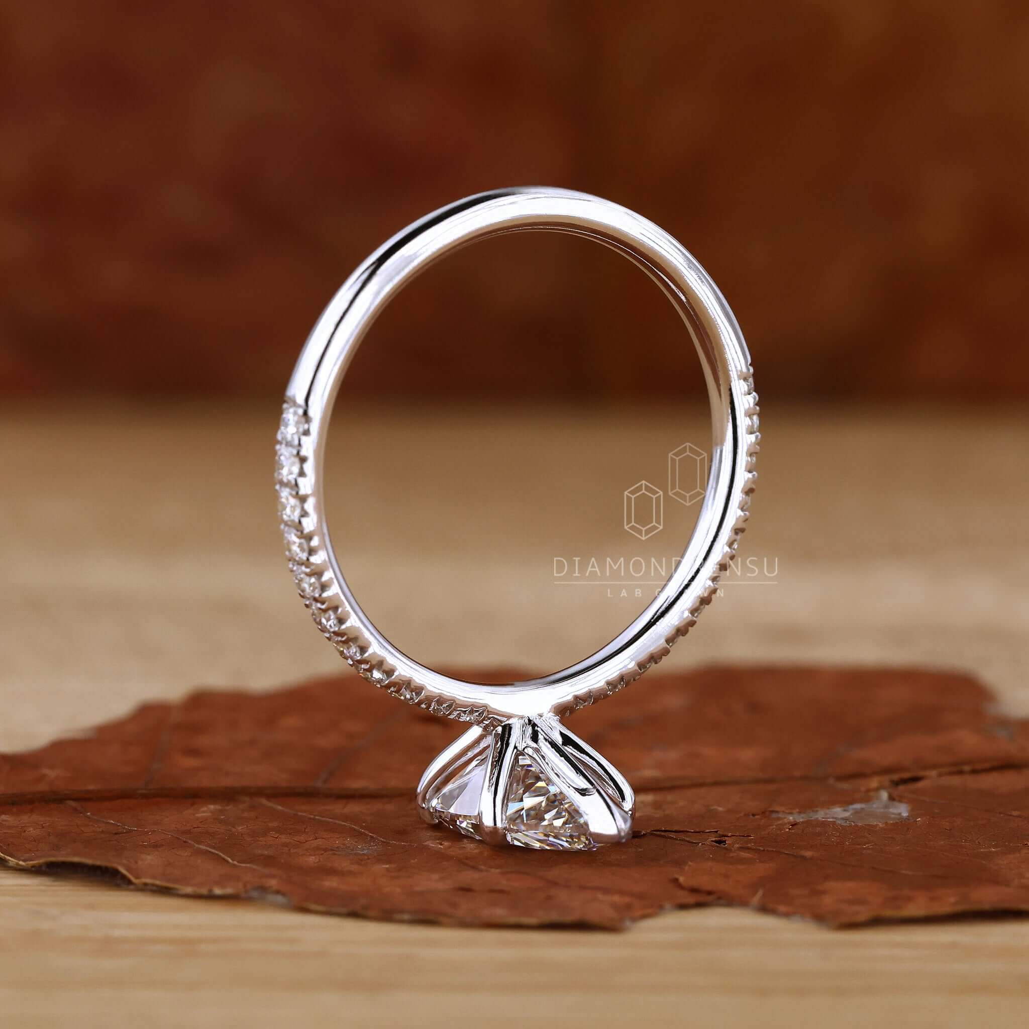 Pave engagement ring in white gold, perfect for a timeless statement.