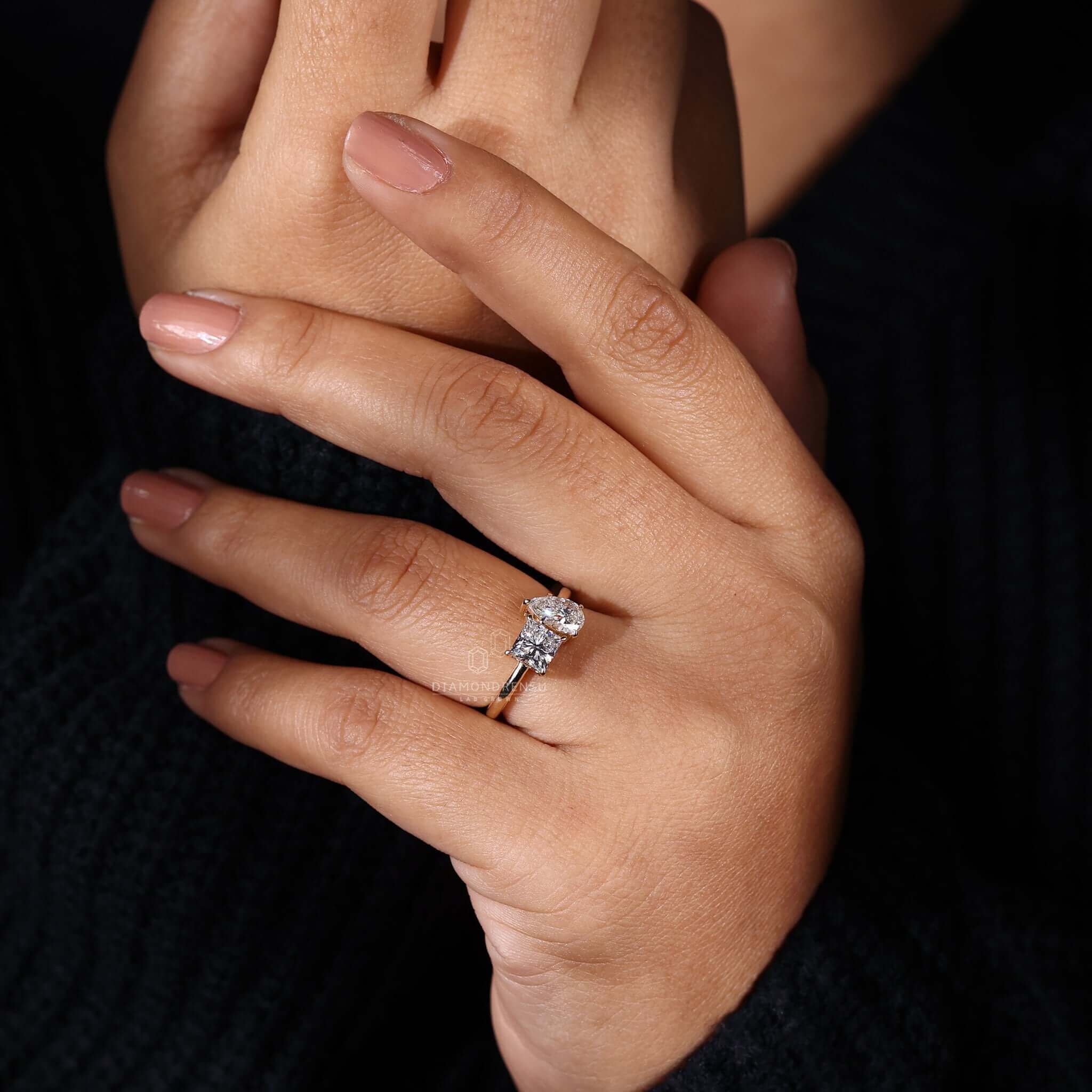 Radiant pear cut diamond ring, perfect for proposals.