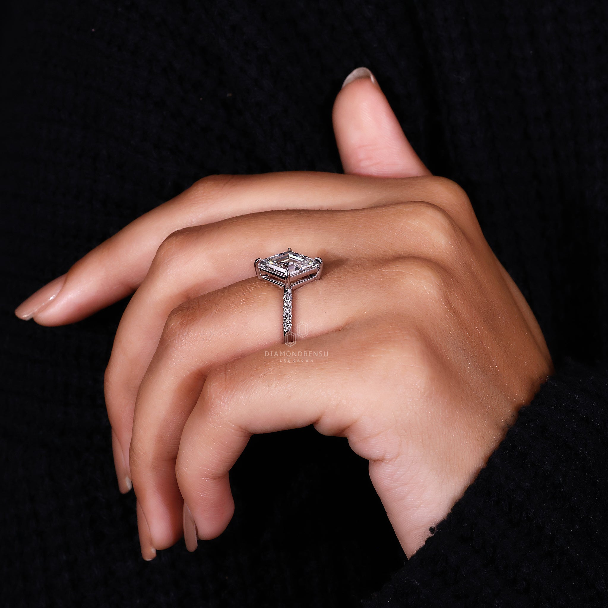 Diamondrensu UK engagement ring in a classic pave setting.
