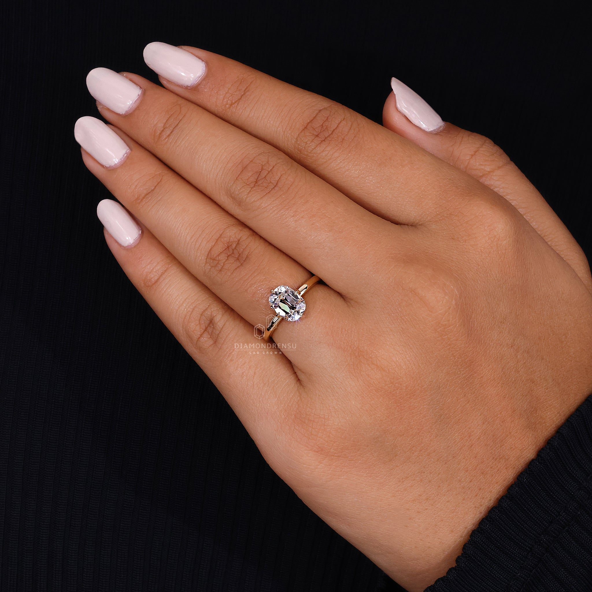 Compass prong setting with old mine cut ring
