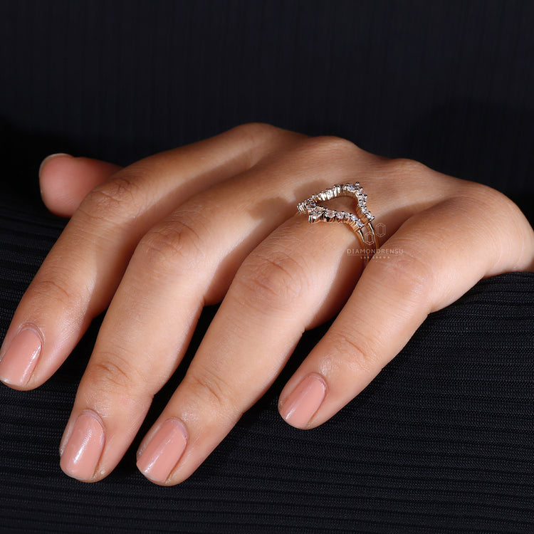 Lab grown marquise and round diamond band.
