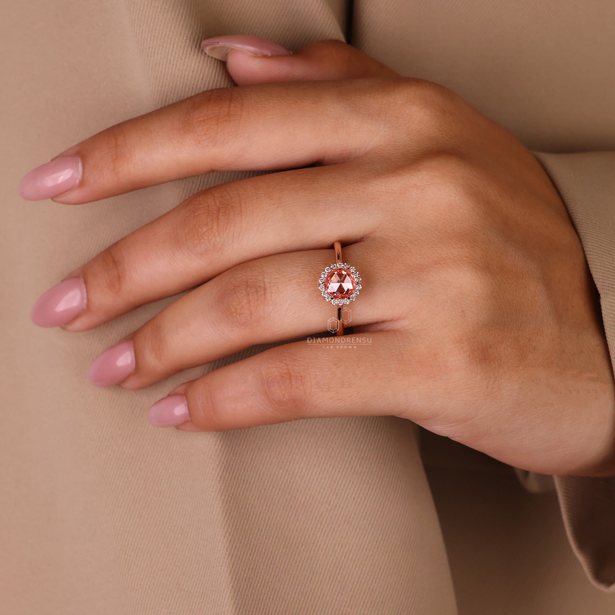 Custom engagement ring in round diamond ring design
