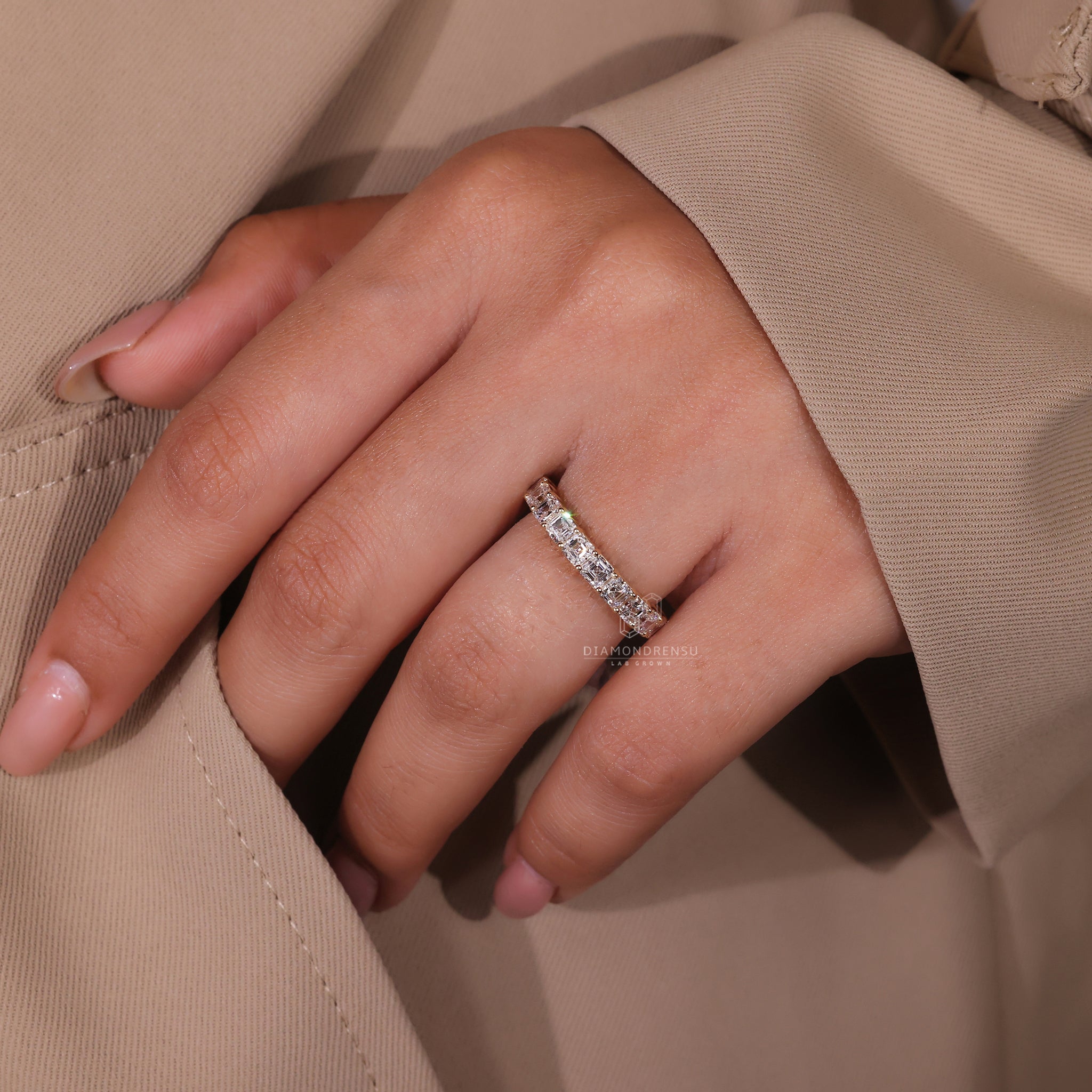 Handmade Asscher cut diamond ring.
