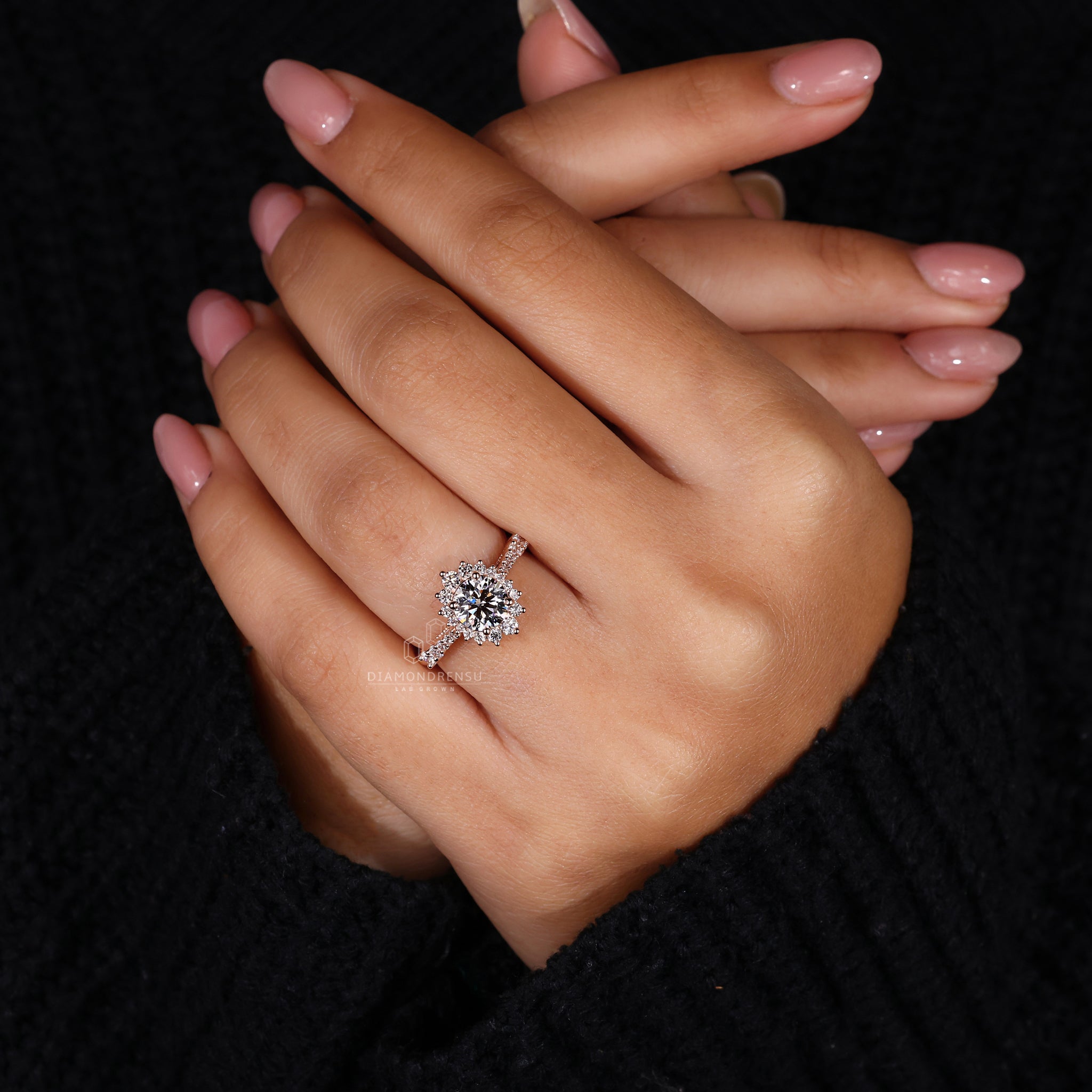 Diamond ring UK crafted with IGI certified lab diamond.
