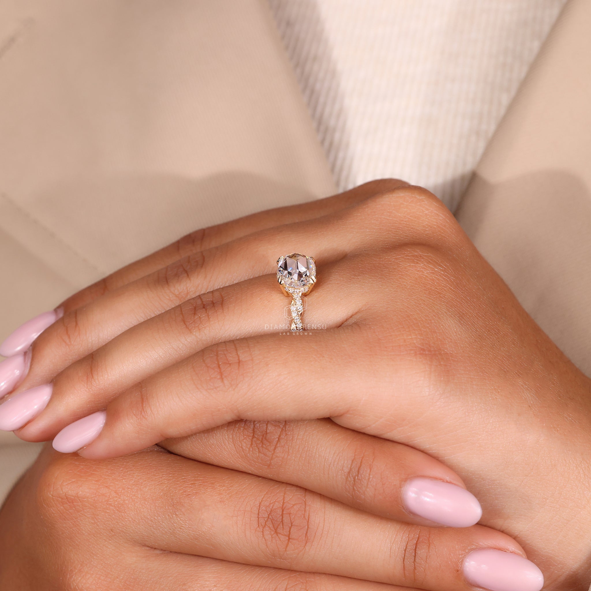 Yellow gold ring in custom engagement ring style
