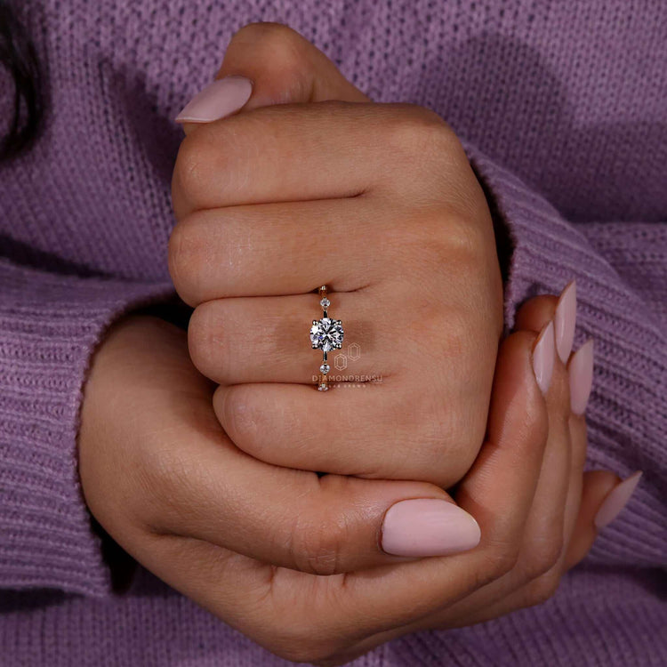 Round ring featuring handmade jewelry with a 4 prong round diamond 
engagement ring crafted for unique style.