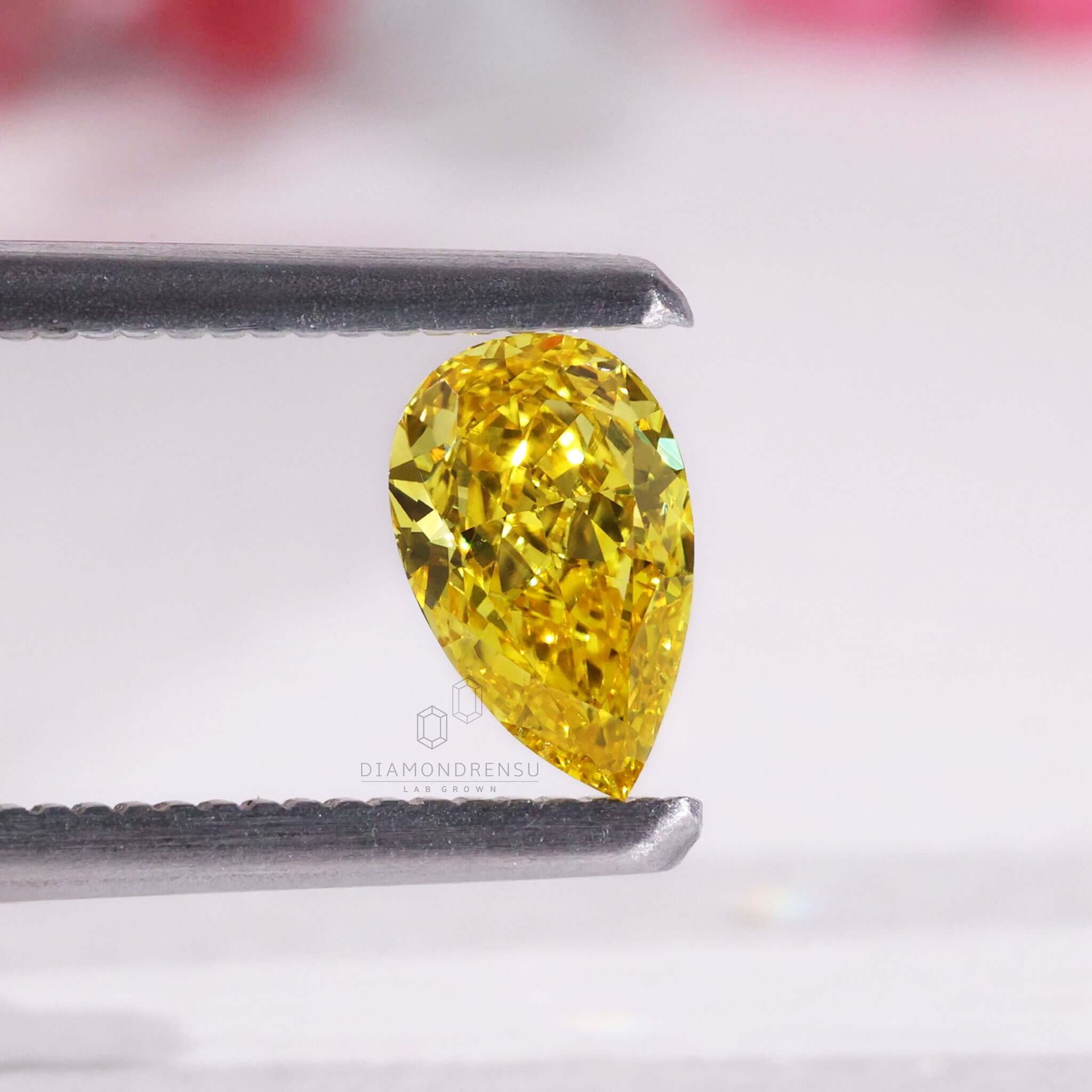 yellow pear lab grown diamond