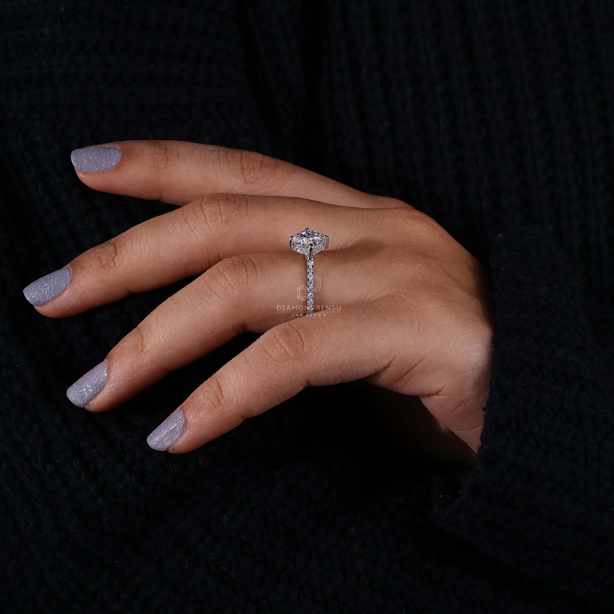 Cathedral setting ring offering elegance with every sparkling detail.