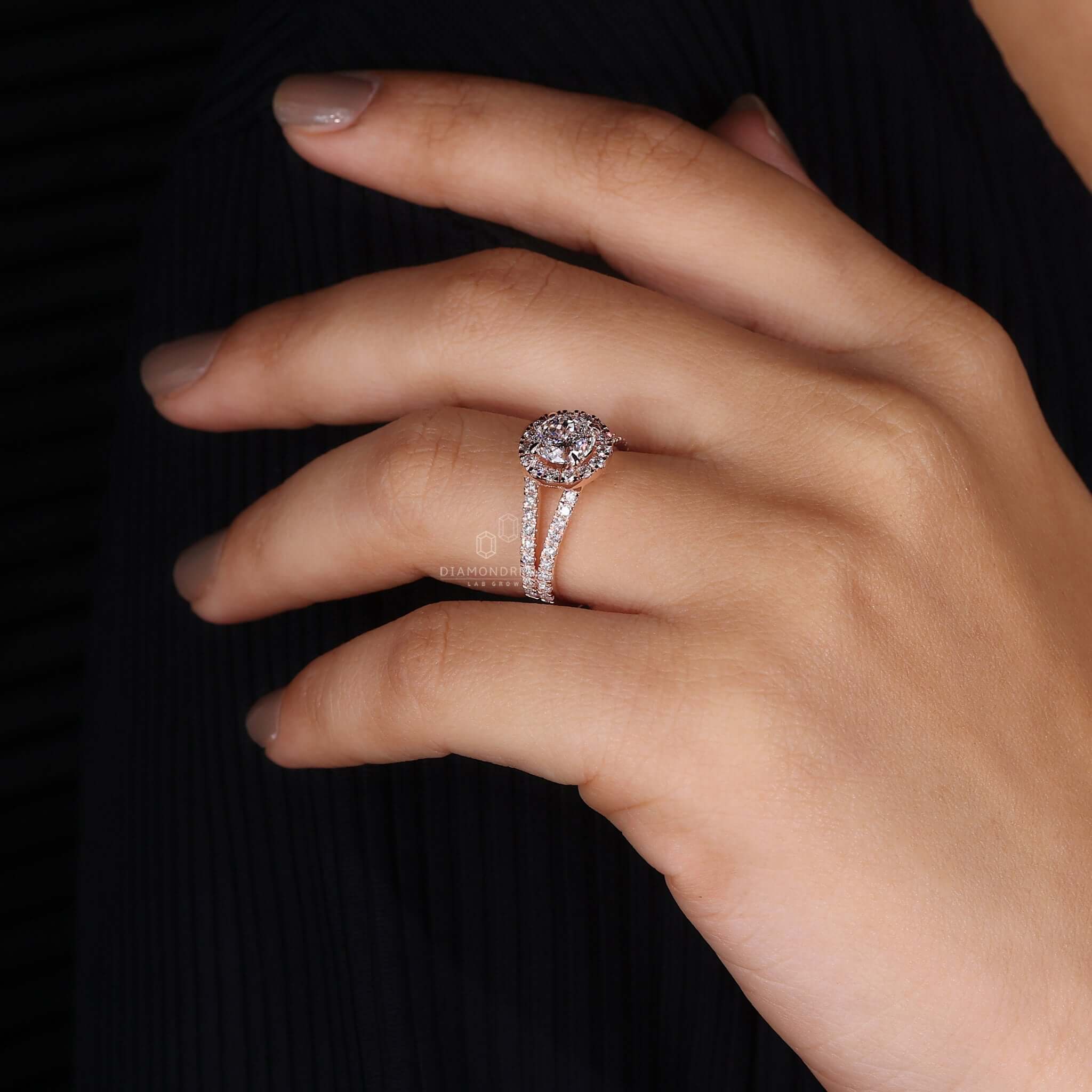 Pave Ring crafted with precision, creating a dazzling effect that highlights the central stone.