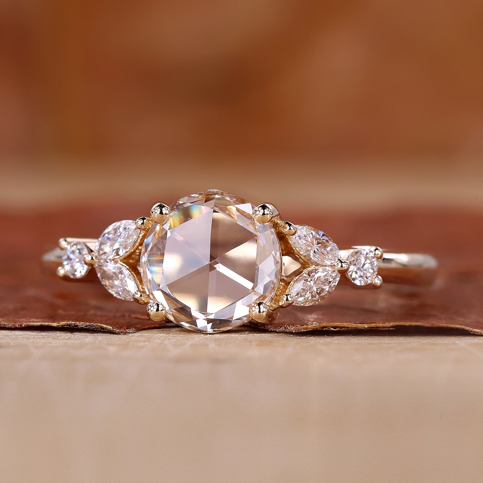 Rose cut diamond ring with exquisite craftsmanship.